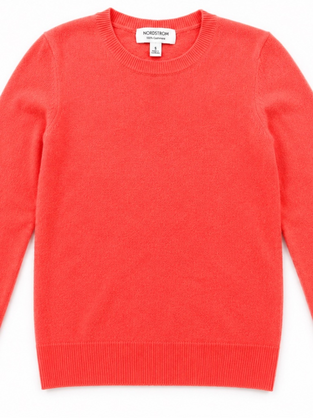 Nordstrom 100% Cashmere Coral Crewneck Sweater Size Small